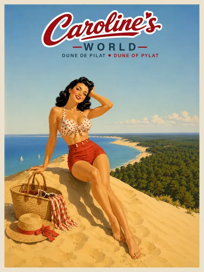 Caroline's World retro travel poster — La Dune du Pilat