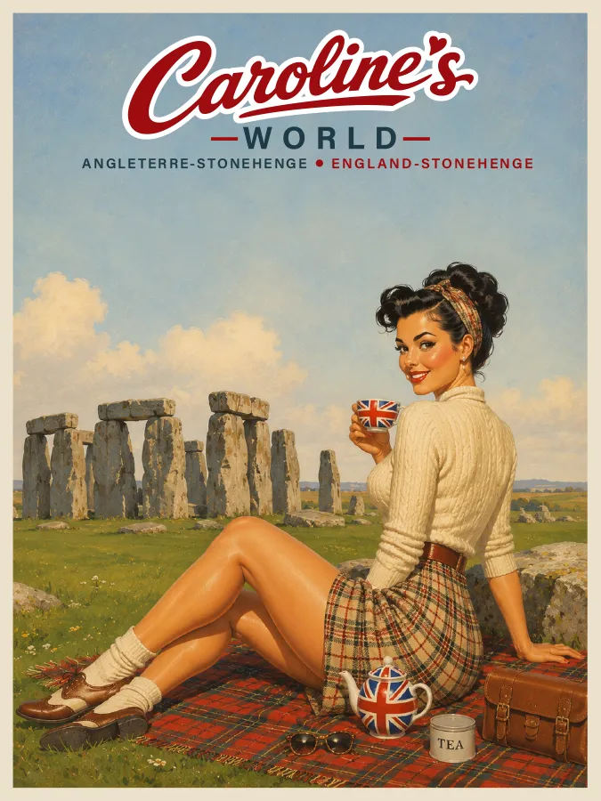 Caroline à Stonehenge en Angleterre