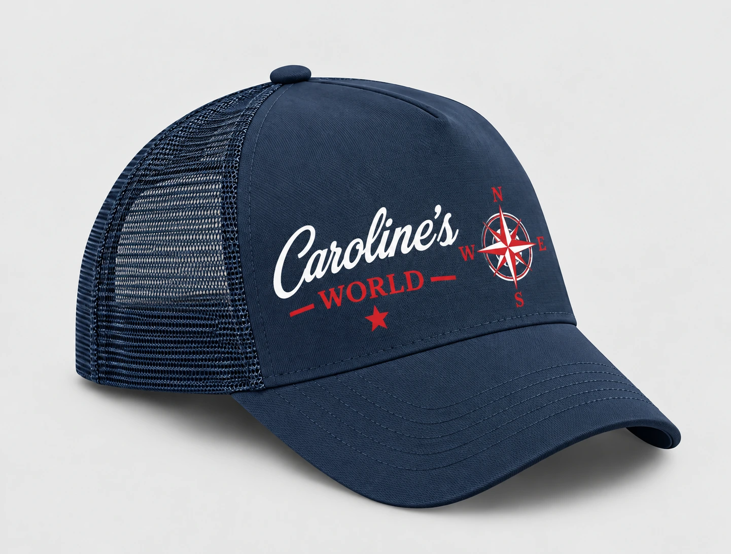 Casquette Caroline’s World Navy Club bleu marine avec impression simple centrée sur le panneau frontal