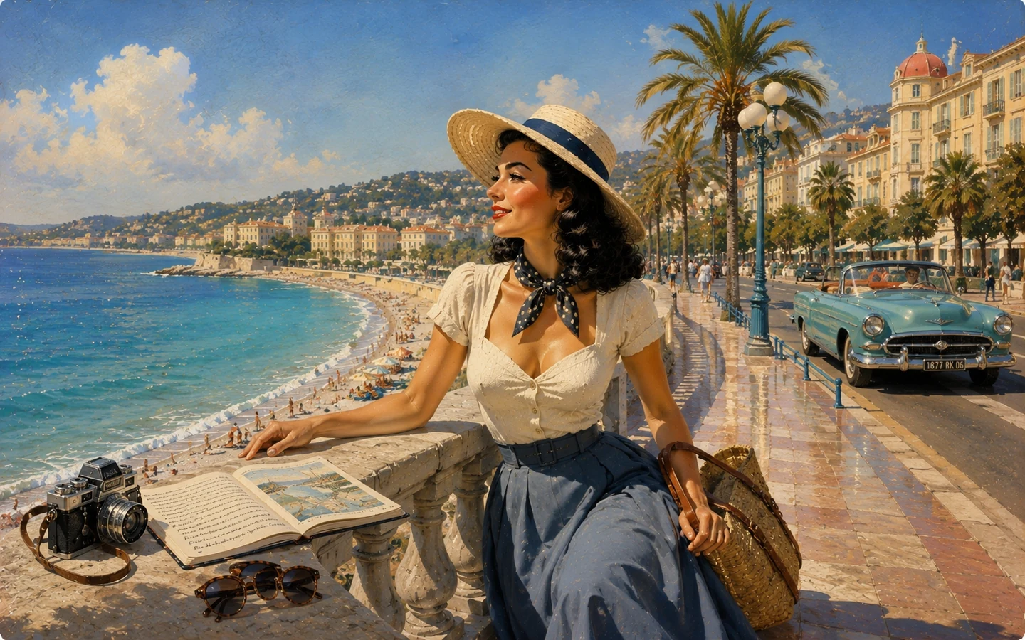 Caroline sur la Promenade des Anglais à Nice face à la baie des Anges, carnet de voyage sur la Côte d’Azur